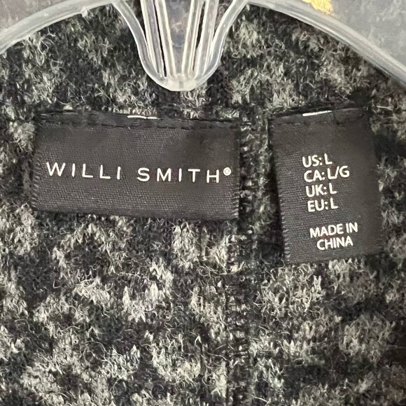 Willi Smith Wool Black Asymmetrical Drape Cardigan Knit Cowl Neck Blazer (Large) - Picture 7 of 7